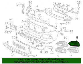 Грати бампера права Honda Civic X FK 17-19 5D без птф, під радар