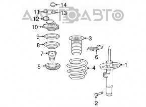 Амортизатор передний левый Honda Accord 18-22 ржавый