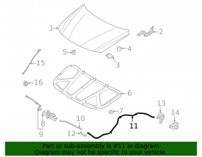 Трос открытия замка капота задний Hyundai Elantra 21-26