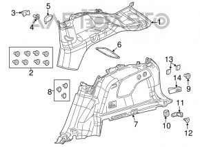 Обшивка арки правая Jeep Cherokee KL 14-18 черн, под сабвуфер, царапины