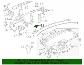 Накладка торпеды верхняя под динамики левая VW Passat b8 16-19 USA черная