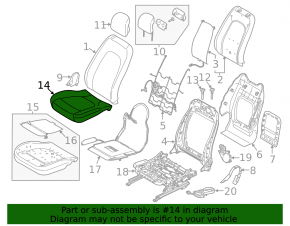 Обшивка подушки водительского сидения Lincoln MKZ 17-20 кожа черная, с подогревом, замята, потрескана, царапины