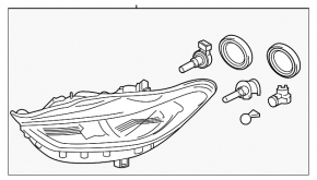 Фара передняя левая Ford Fusion mk5 17-20 галоген, без DRL