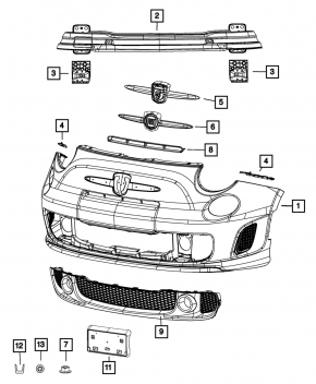 Клык усилителя переднего бампера левый Fiat 500 12-19