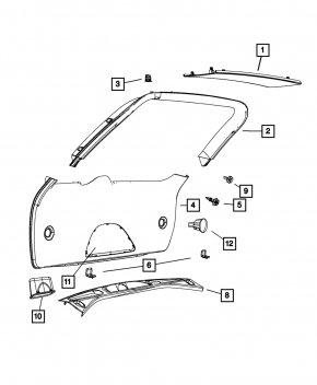 Накладка потолка задняя Jeep Grand Cherokee WK2 11-15 черн