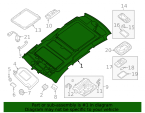 Обшивка потолка Nissan Pathfinder 13-16 серый под панораму, под химчистку