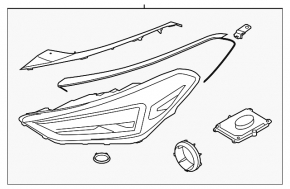 Фара передня ліва в зборі Hyundai Tucson 19-21 LED адаптив