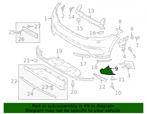 Воздуховод переднего бампера правый Land Rover Range Rover Velar 18-23 R-Dynamic, HST