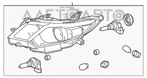 Фара передняя левая Toyota Camry v50 12-14 usa XLE, под полировку, треснут корпус, треснуто стекло