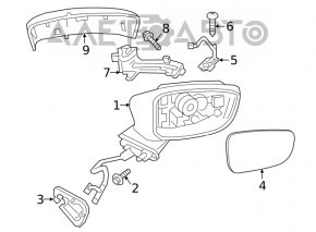 Зеркало боковое левое в сборе Mazda 6 17-21 поворотник, BSM