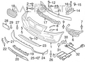 Верхні ґрати переднього бампера BMW X3 F25 11-14 дорест
