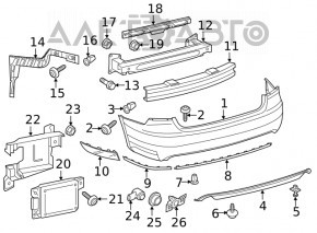 Крепление заднего бампера центральное VW Passat b8 16-19 USA, треснуто, отсутсвует фрагмент