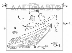 Крепление фары верхнее внутреннее левое Hyundai Sonata 15-17