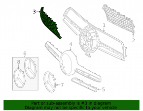 Решетка радиатора grill нижняя правая Mercedes W167 GLE 350 24-26