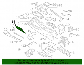 Накладка центральной консоли передняя левая Audi A4 B9 17-19 серая, с заглушкой