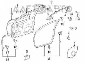 Уплотнитель двери передней левой Lexus GS300 GS350 GS430 GS450h 06-11