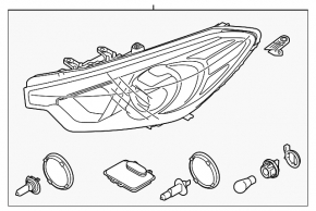 Фара передняя правая в сборе Kia Forte 4d 14-16 дорест ксенон + led drl