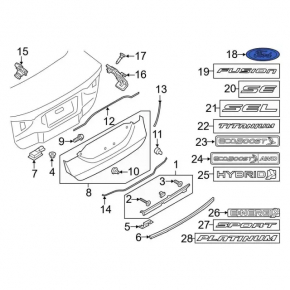 Емблема напис PLATINUM кришки багажника Ford Fusion mk5 13-18