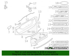 Емблема напис PLATINUM кришки багажника Ford Fusion mk5 13-18