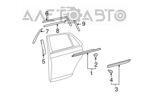 Молдинг дверь-стекло центральный задний левый Toyota Avalon 05-12