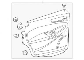 Обшивка двери карточка задняя левая Ford Edge 15-18 черн,кожа