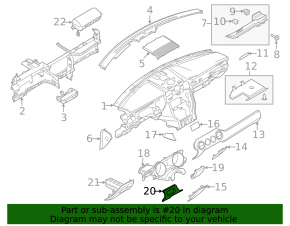 Накладка передней панели левая Ford Mustang mk6 15-23 черная, в пленке под карбон