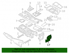 Накладка центральной консоли задняя Audi Q7 16-26 серая, 2 части