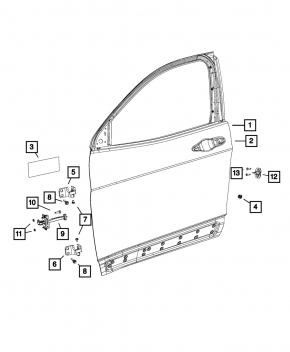 Дверь голая передняя левая Jeep Cherokee KL 14-23