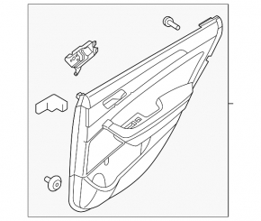Обшивка двери карточка задняя правая Hyundai Sonata 15-17 серая, царапины