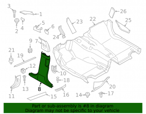 Накладка центральной стойки нижняя правая BMW 5 F10 11-16 черн