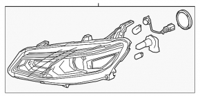 Фара передняя правая Chevrolet Malibu 16-18 галоген