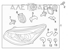 Фара передняя правая Kia Soul 14-16 дорест галоген + led DRL