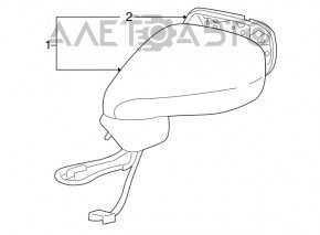 Зеркало боковое левое в сборе Lexus LS460 LS600h 07-09 дорест,14 пинов, белое