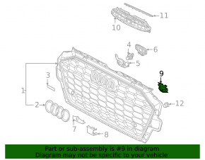 Крепление площадки номерного знака правое Audi A4 B9 20-25