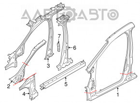Стойка крыши передняя левая Ford Escape MK3 13-19