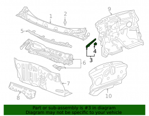 Уплотнитель решетки дворников правый Chevrolet Bolt EUV 22-23