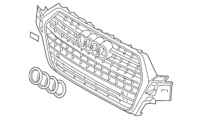 Решетка радиатора grill в сборе Audi Q7 17-19 темный хром