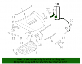 Трос открытия замка капота Subaru Outback 10-14