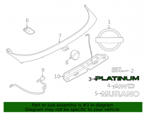 Напис емблема Platinum двері багажника Nissan Murano 25-26