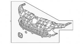 Решетка радиатора grill Honda Civic XI FE/FL 22-26 5d под парктроники