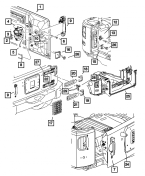 Накладка петлі дверцят багажника верхня Jeep Wrangler 12-17