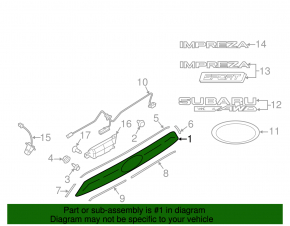 Накладка двери багажника Subaru Impreza 5d 17-23 keyless