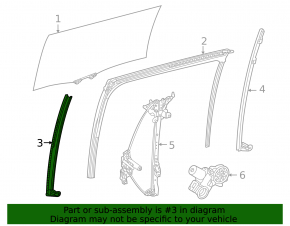 Направляющая стекла двери задней правой Toyota Sienna 21-26 передняя
