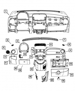 Консоль центральная передняя Fiat 500 12-15 черн