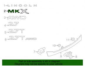 Эмблема надпись MKX двери багажника Lincoln MKX 16-18
