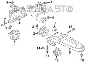 Подушка кпп BMW X3 F25 13-17 2.0T з кронштейном, мікротріщини