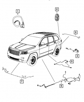 Проводка через весь кузов Jeep Grand Cherokee WK2 11-22 под фаркоп