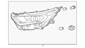 Фара передня права Toyota Rav4 19-21 LED, хром, USA built