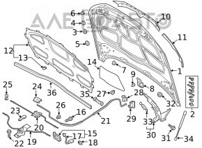 Капот голий Audi A5 F5 17-25 сталь, чорний LY9B, вм'ятина