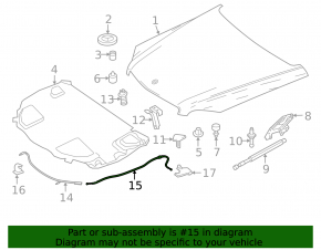 Трос открытия замка капота задняя часть Mercedes C-class W205 15-18